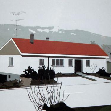 Maison avec antenne de télévision, 1980, acryl sur toile, 85x114 cm