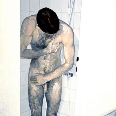 La douche, 1998, acryl sur toile, 140x105cm