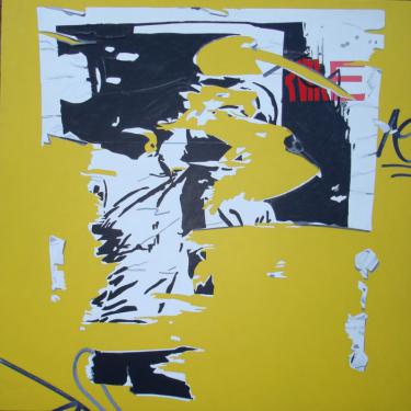 Affiche dans la ville n.2, acryl surtoile, 2007, 100x100 cm