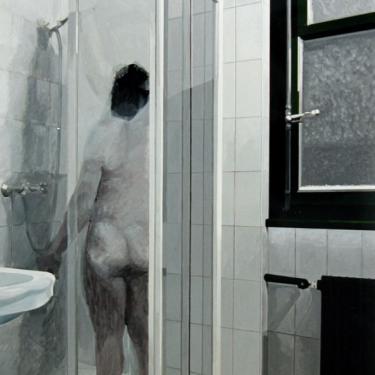 La douche, 1990, acryl sur toile, 135x100cm