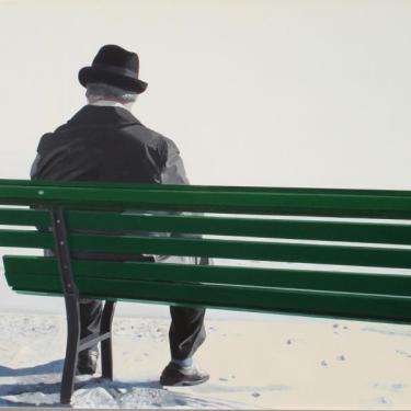 Le banc n.3, 1991, acryl sur toile, 105x140cm